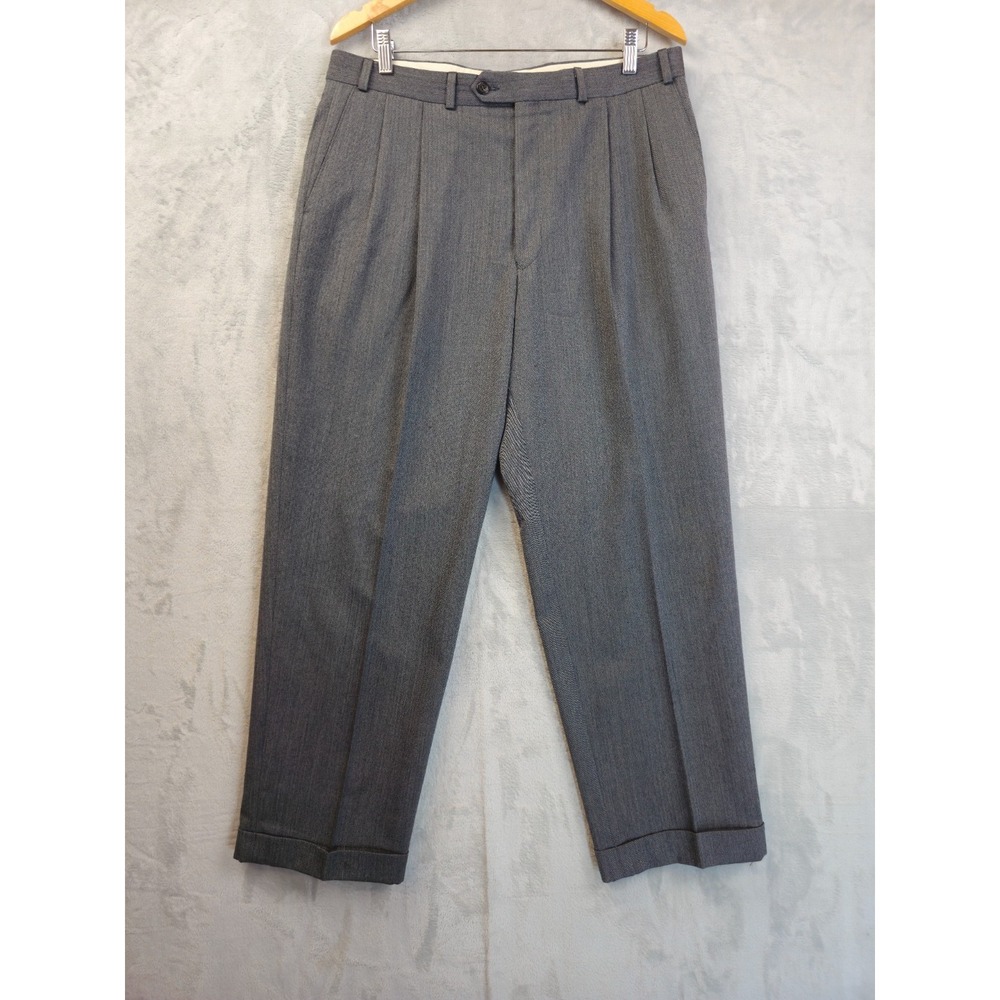 Polo Ralph Lauren University Club Mens Gray Herringbone Wool 35x29 Trousers Pant
